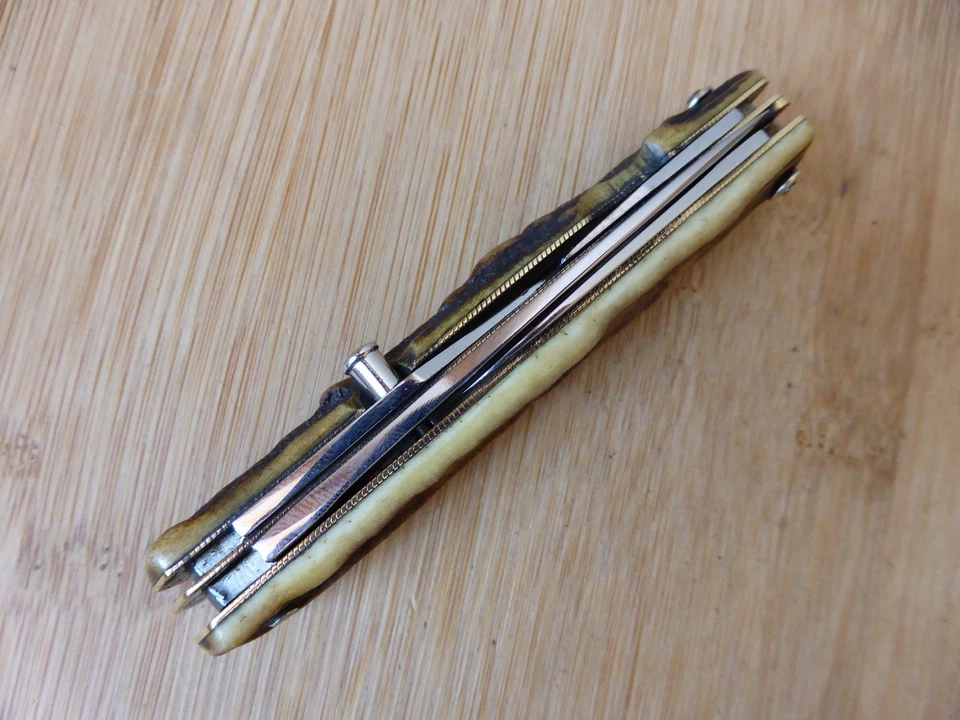 Couteau vintage inox type BARGEON 6 pièces Bois de Cerf Thiers FRANCE - Photo 3/4