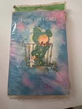 Vintage Hallmark Birth Announcements Baby Set of 12 w envelopes CUTE bunny