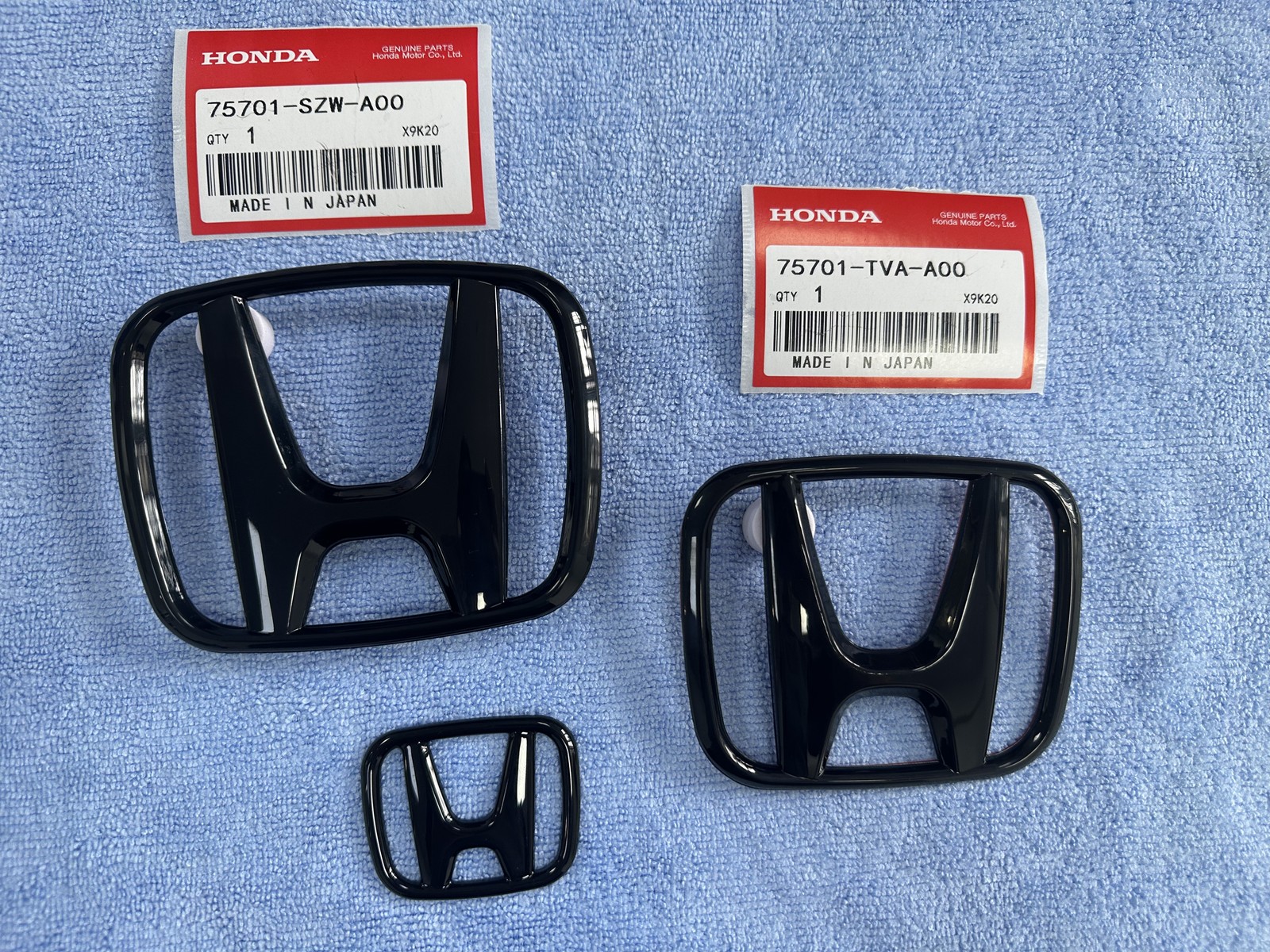 3X Black H Front Rear Steer Grille emblem For Accord Sedan 4Dr 2008-2017 JDM