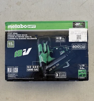 Metabo HPT NT1865DMA(S) 18V 2.5" Cordless 15Ga Finish Nailer w/Battery & Charger