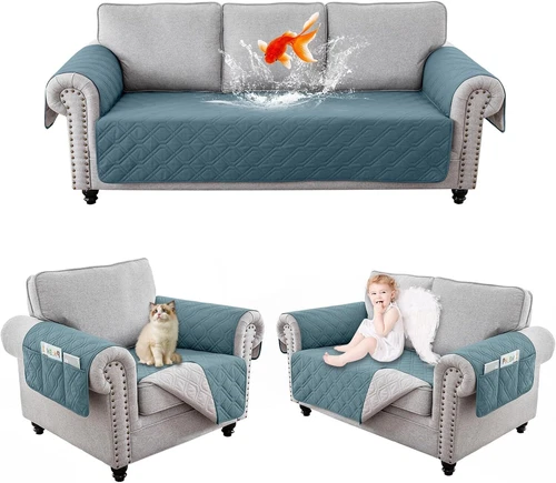 Sitz Sofabezug Wasserdicht Möbel Schonbezug mit Stauraum Sofakissen - Bild 29 von 50