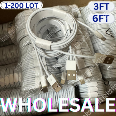 Wholesale Bulk Lot 3Ft 6Ft USB Cable For Apple iPhone XR 8 7 XR 14 Charger Cord