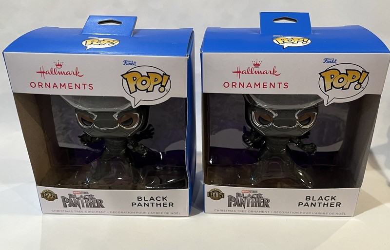 Set of 2 NIP Black Panther Funko Pop! Hallmark Ornament 2023 Marvel Studios Find