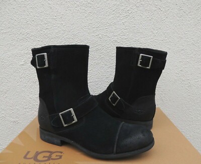 UGG LANCING BLACK VINTAGE DISTRESSED SUEDE BUCKLE BOOTS, MEN  display picture 3