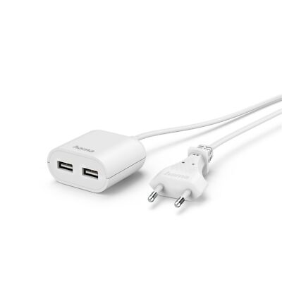 Hama USB Netzteil Ladeadapter Lader 2x USB2.0-A-Buchse Anschluss 1,9m 2,4A 12W