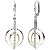 OhrhäNger Ohrringe Boutons Oval Im Kreis Zirkonia 925 Silber Gelbgold Vergoldet