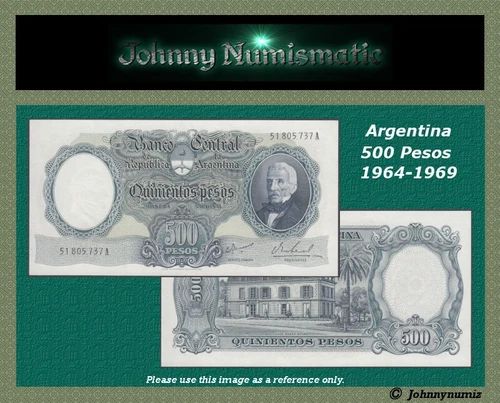 Argentina 500 Pesoss 1964-69 UNC