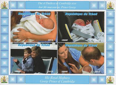 Royal Baby George Kate und William Lady Diana postfrisch Briefmarkenbogen