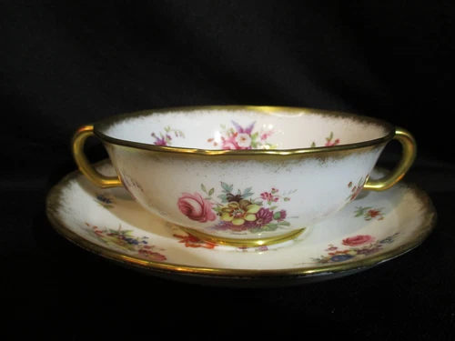 Hammersley Lady Patricia Cream Soup Bowl & Stand Vintage Made in England