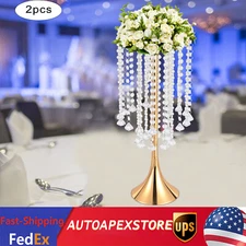 2 X Crystal Flower Vase Stand Wedding Centerpieces Metal Flowers Rack Holder