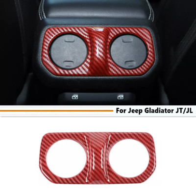 For 18-25 Jeep Gladiator JT/JL Red Carbon Fiber Rear Air Vent Outlet Trim Cover