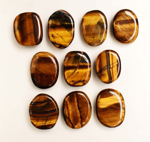 13 To 14 Cts Each Natural Tiger's Eye Cabochon Certified 10 Pcs Gemstone Lot - Picture 3 of 10