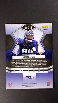 2022 Panini Mosaic Bo Melton RC Orange Reactive #348 Seattle