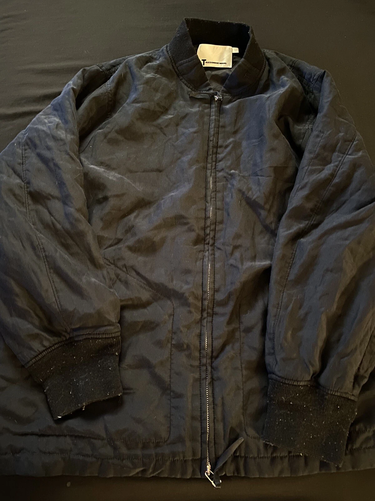 Giacca bomber nera T Alexander Wang cotone seta taglia 2