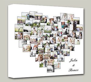 Personalised Heart Shape Collage Canvas Photo Canvas Print Ebay