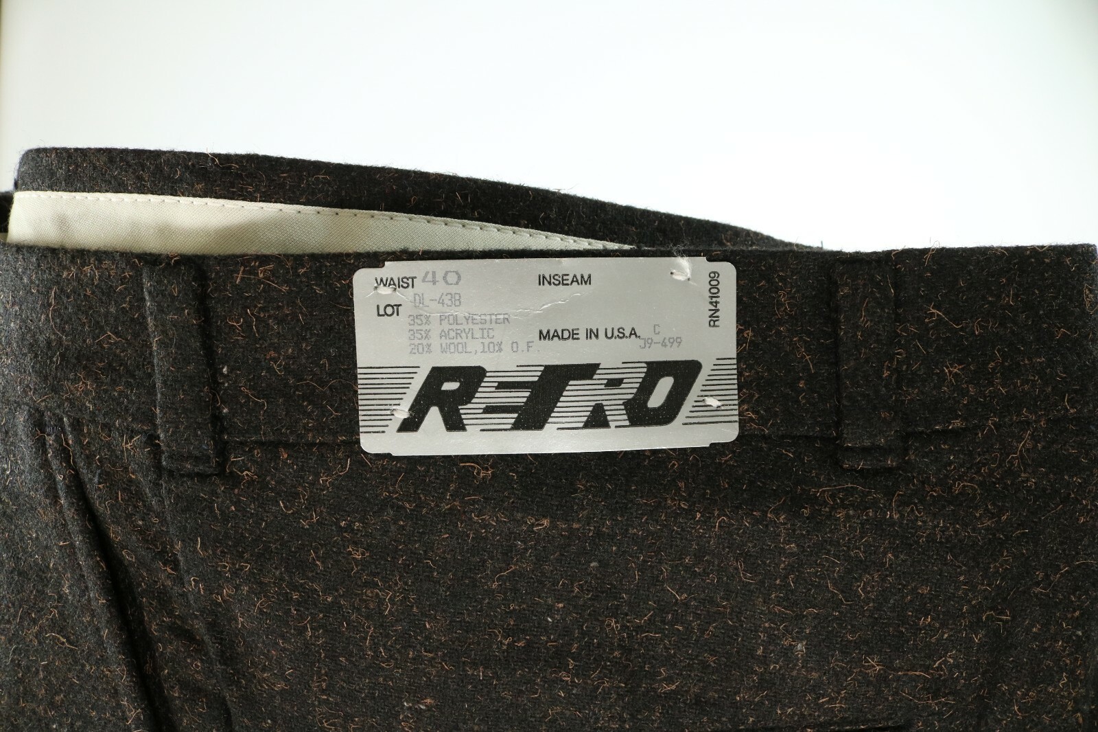 Mens Retro Brown Speck Wool Blend Dress Pants (Unfinished Hem) NEW! NWT