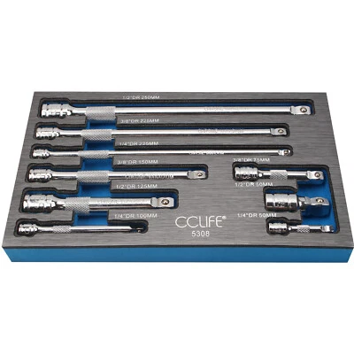 DIB 9 tlg CRV Verlängerung Knarre Ratsche Kipp Steckschlüssel Adapter 1/4" 1/2" 3/8"