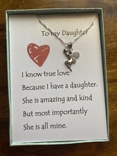 Sterling Silver Plated Angel Pendant Necklace w/ Daughter Poem