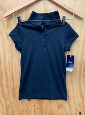 NWT IZOD Girls 7/8 Approved Schoolwear Blue Short Sleeve Small School Polo Shirt