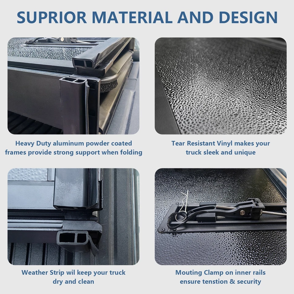 8' Hard Tri-Fold for 1988-2000 Chevrolet GMC C1500 C2500 C3500 K1500 K2500 K3500 - Изображение 2 из 4