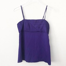Alice Olivia Purple Glam Back Jabot Ruffle Silk Tank Top Sz S