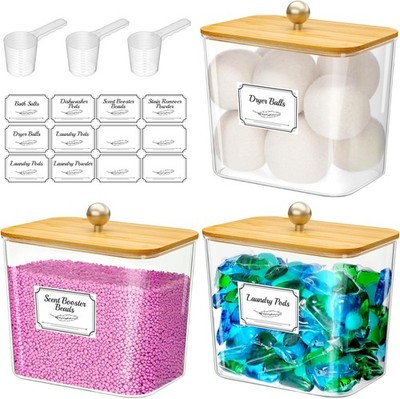 Laundry Pods Container with Lid, Dryer Sheet Holder, Room