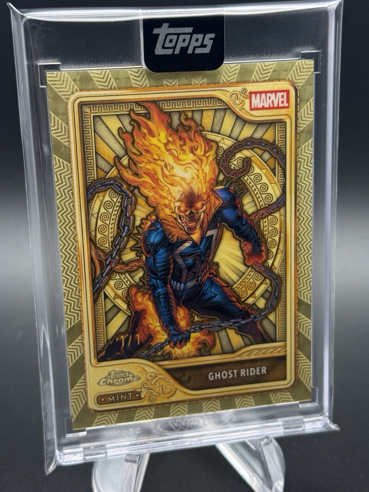 2026 Topps Mint Marvel Encased Ghost Rider #99 Gold Superfractor #1/1 Gold Vinyl
