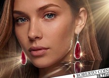 ROBERTO COIN Ruby Earrings 18K Gold 28.77ct NO HEAT Ruby Diamond Earrings Estate