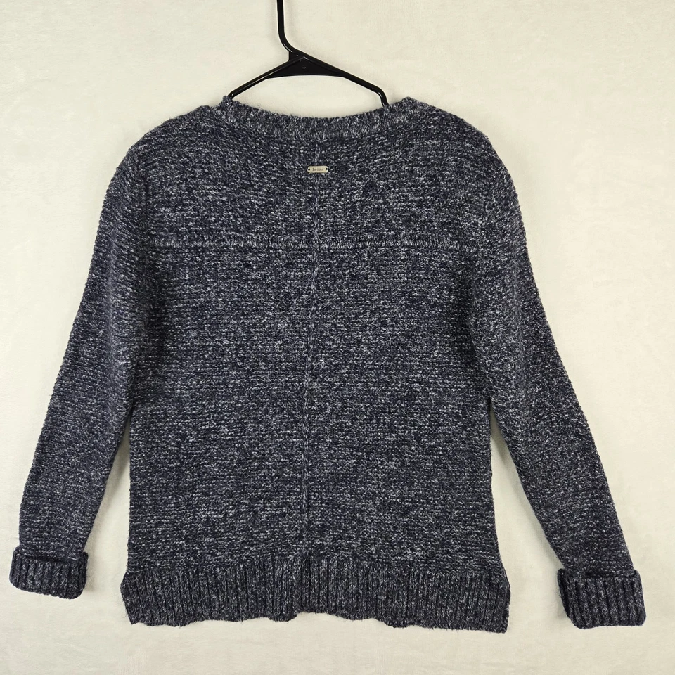 Barbour Womens Blue Marled Pullover Front Pocket Knit Sweater Sz 10 Cotton Blend - Image 2 of 4