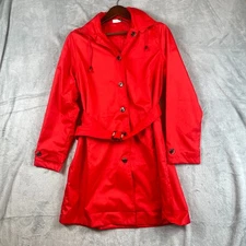 Capelli New York Womens M Red Rain Jacket Belt Coat Windbreaker Hooded Gorpcore