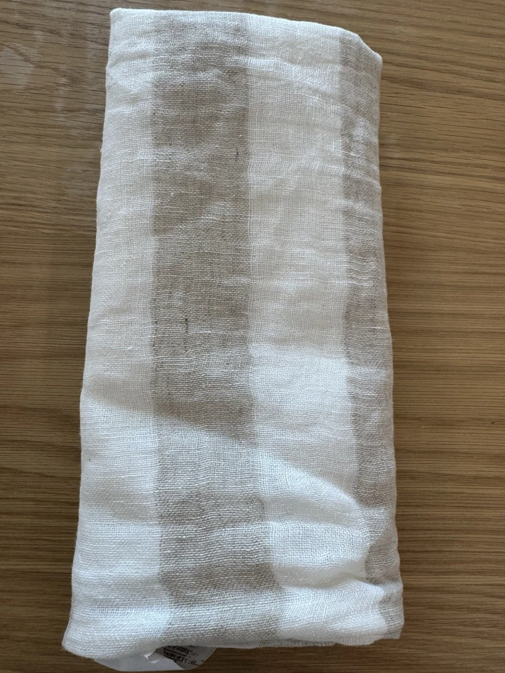 "Funda de almohada Pottery Barn Lita de lino a rayas marfil bronceado natural 26x26"" Villa Home" Foto 2 de 4