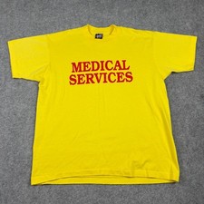 Vintage 90s T Shirt Mens XL Yellow Medical Services USA Made Single Stitch Y2K