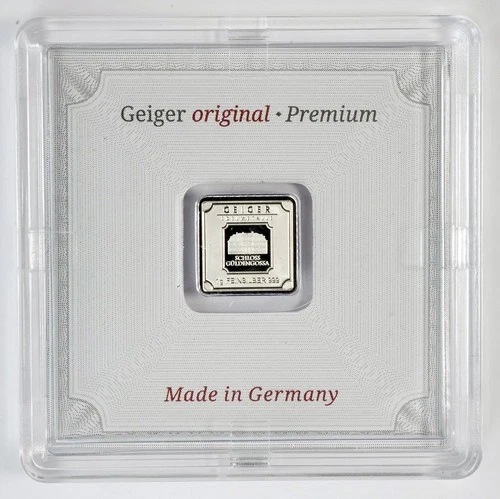 Geiger Edelmetalle Original 1 Gram .999 Fine Square Encapsulated w/Assay