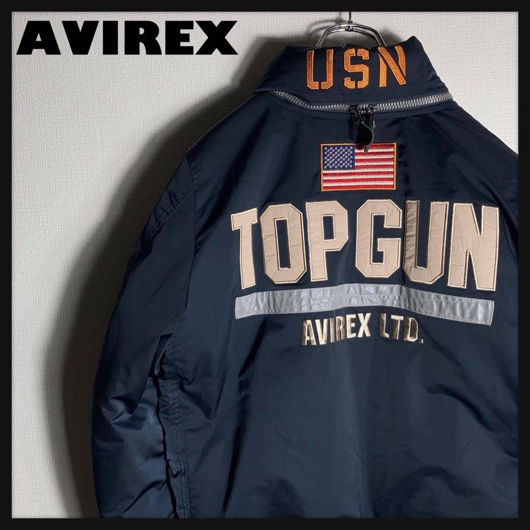 ジャケット・アウター AVIREX TOP GUN U.S. NAVY AVIREX TOPGUN Bomber Flight Jacket L Navy Width 55cm Length