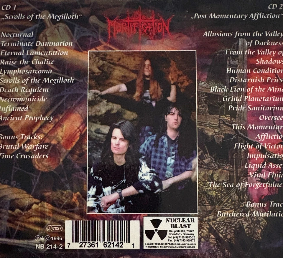 MORTIFICATION - Scrolls Of The Megilloth/Post Momentary 2 x CD Digipak 2006 NB - Image 2 of 2