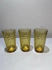 Set Of 3 VTG Anchor Hocking HONEYCOMB  Golden Amber Tumblers Glasses