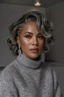 Short Bob Salt and Pepper Curly Wigs 100% Human Hair Lace Front Wigs Pre Plucked