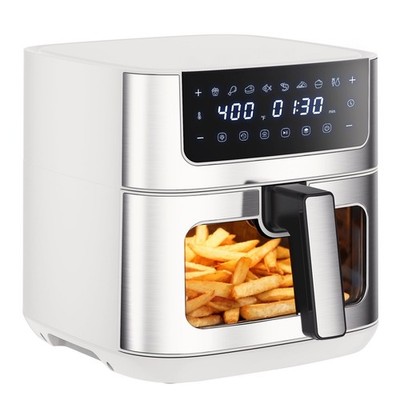 6.34QT Stainless Steel Air Fryer w/Window,8 Food Presets,Temperature/Time Adjust