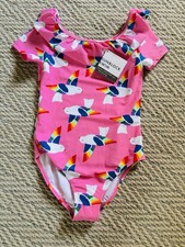 Hanna Andersson Pink Rainbow Bird One-Piece short sleeves Swimsuit NWT 130, 8