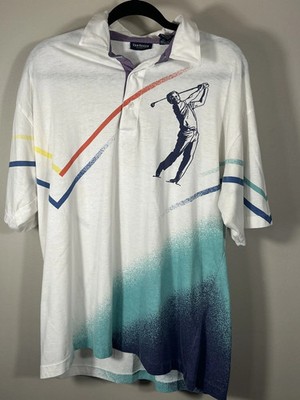 Vintage 80s 90s Retro Van Heusen Golf Polo Shirt Big Logo Mens Large (E)