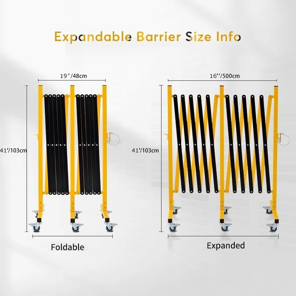 Industrial Expandable Metal Barricade, Safety Barrier with Casters, Flexible Mob - image 3 of 4