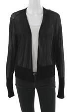 Eileen Fisher Womens Cardigan Black V-Neck Long Sleeve Viscose Size 1X
