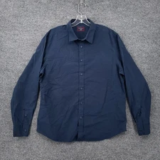 UNTUCKit Button Up Shirt Mens XL Navy Blue Castello Wrinkle Free Long Sleeve
