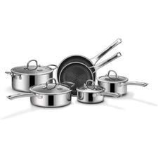 Pots and Pans Set Non Stick, 10 Pcs Hybrid Stainless Steel Cookware Sets, Non St