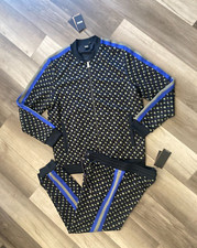 NWT Hugo Boss Blue Men's Monogram Print Tracksuit Set Jacket XXL  Pants XL