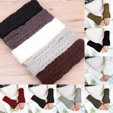 Winter Womens Warmer Half Finger Fingerless Gloves Wrist Arm Hand Knitted Mitten