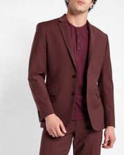 NEW EXPRESS 298 BURGUNDY EXTRA SLIM WOOL BLEND MODERN TECH SUIT JACKET SZ 40R