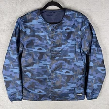 Wild Things Blue Camo Reversible Snap Button Jacket Men's Medium Primaloft