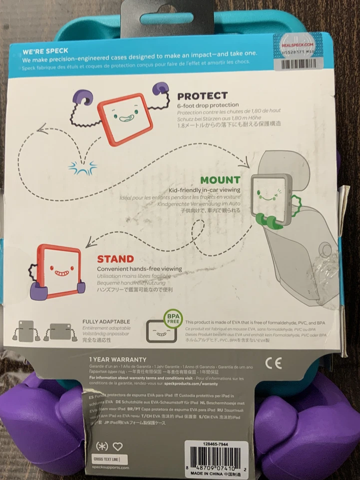 ⚡️Speck Case-E Case w/ Microban iPad mini 4 (2019) Aquamarine Teal & Purple - Image 2 of 2