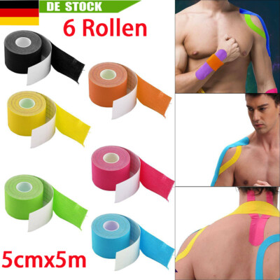 6 Rollen Elastisches Kinesiologie Tape Sport Kinesiology Physiotape Tapes 5cmx5m